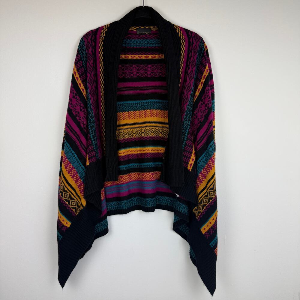 I Jeans By Buffalo Long Sleeve Purple/Yellow Multi Tribal Cardigan Sweater Small